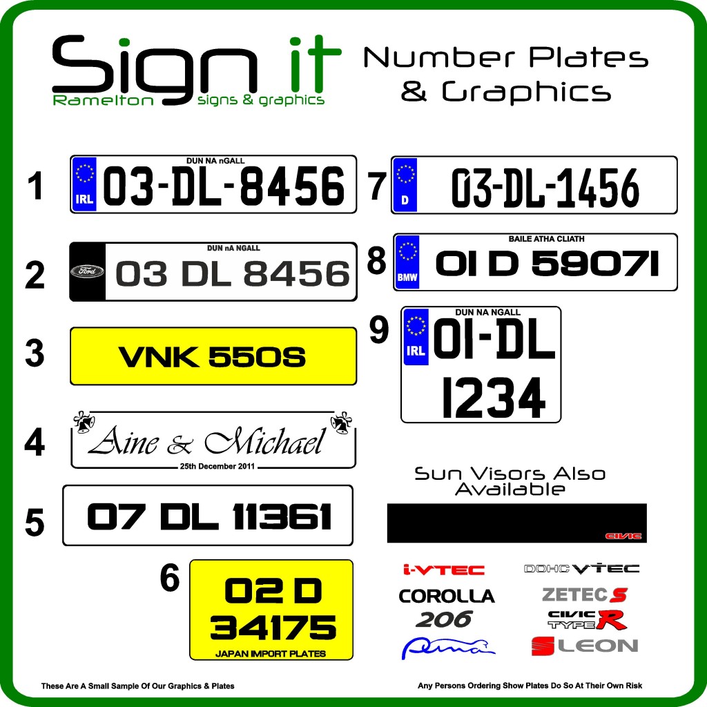 number plates - Sign It